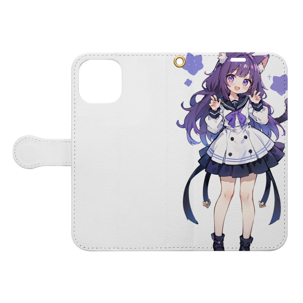 kawaii女の子専門ショップのにゃんにゃん猫ちゃん女の子 Book-Style Smartphone Case:Opened (outside)