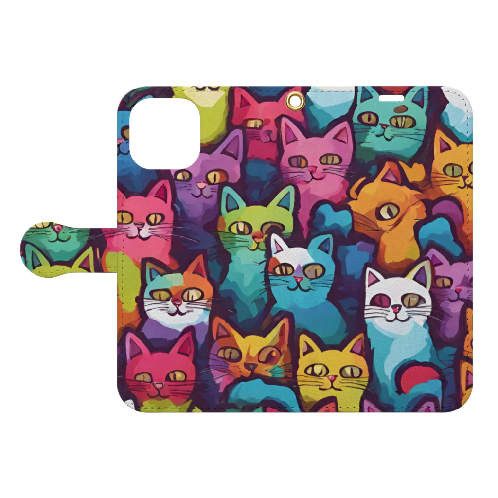 彩り屋のINSANITYcats Book-Style Smartphone Case:Opened (outside)