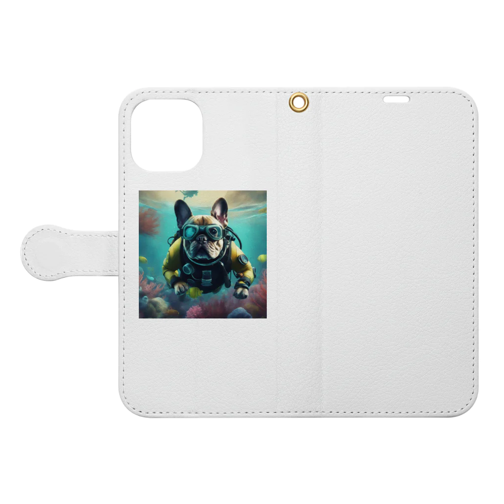 lovedogfamilly2の潜水士フレブルちゃん Book-Style Smartphone Case:Opened (outside)