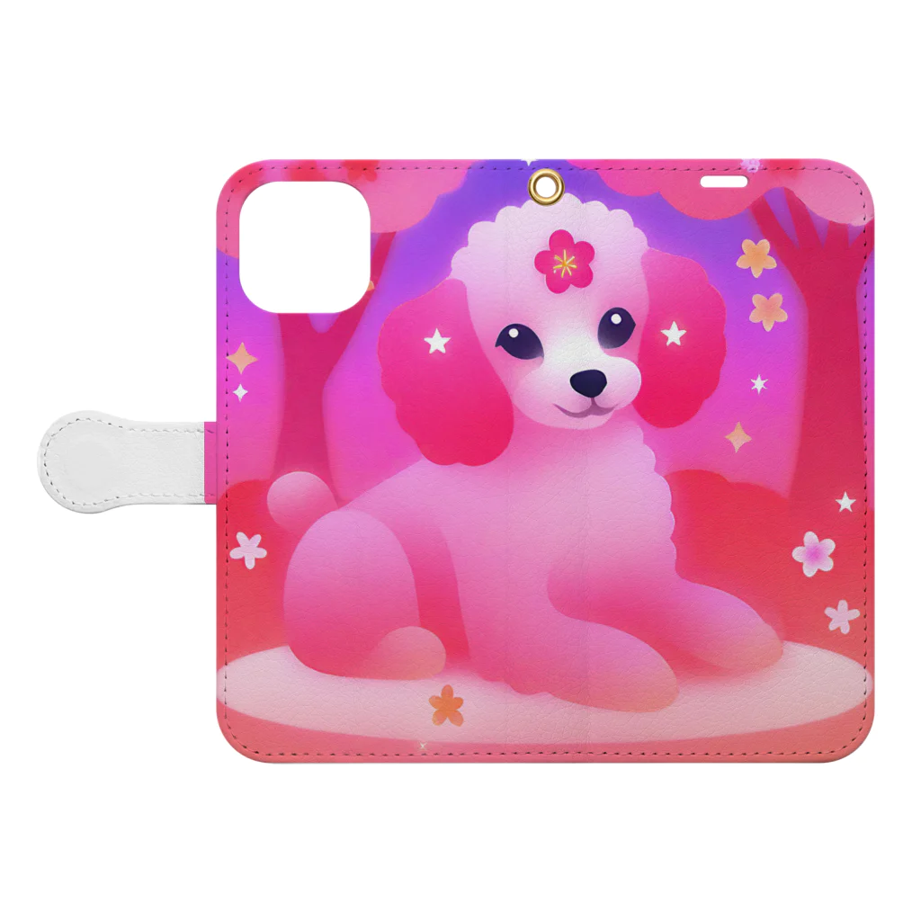 ふぇありぃているのお花見犬 Book-Style Smartphone Case:Opened (outside)