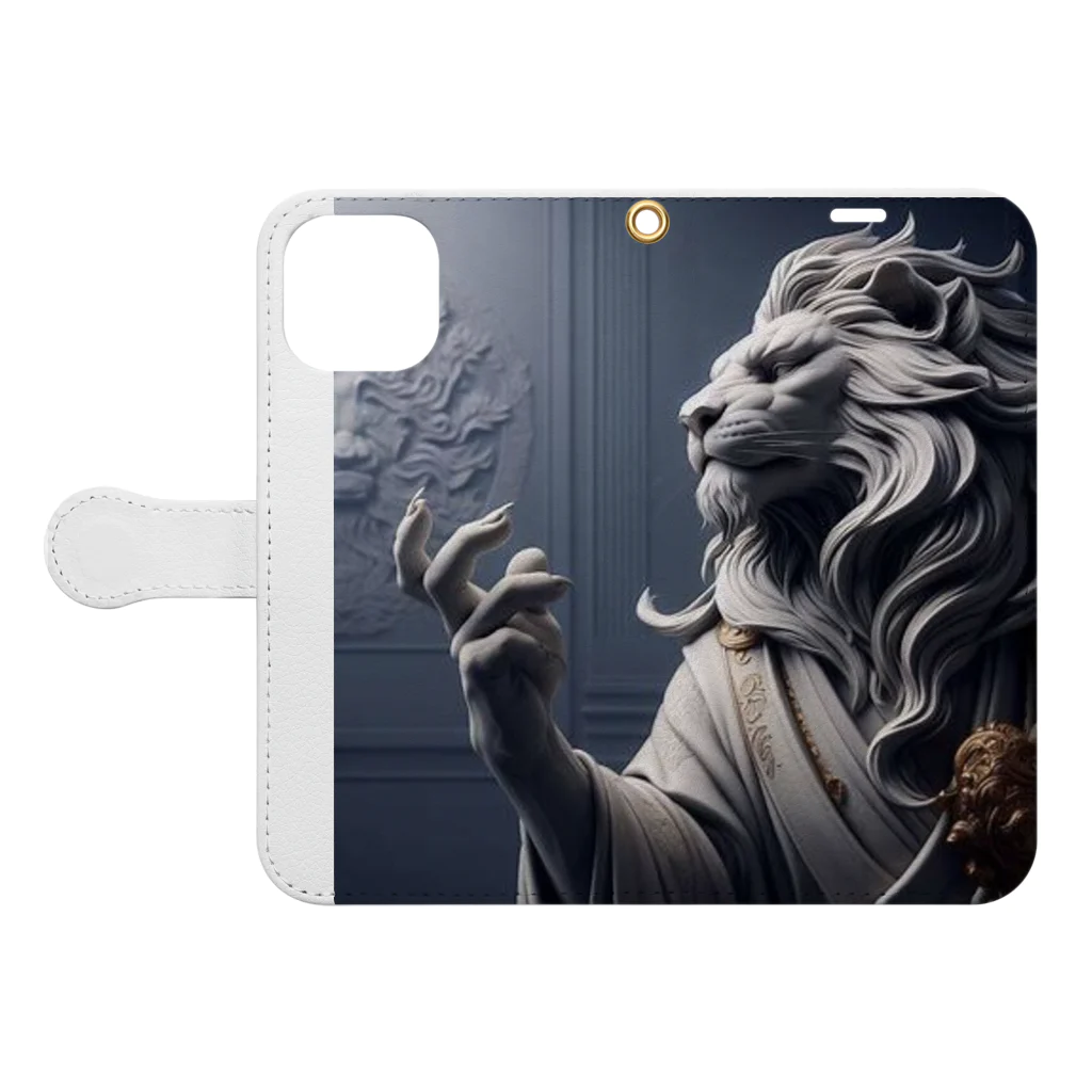 LEO　AND　STARSのLEOS  BRONZE STATUE Book-Style Smartphone Case:Opened (outside)