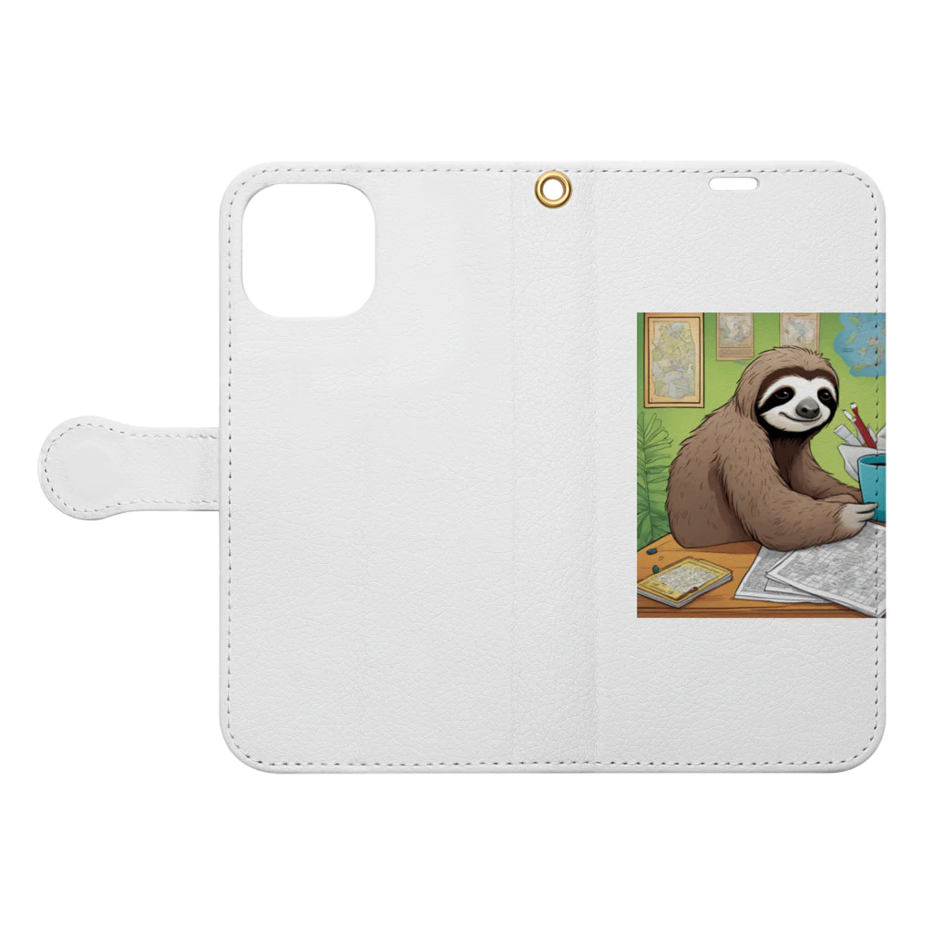 hobopoの"A Sloth Trying Various Things"  Book-Style Smartphone Case:Opened (outside)