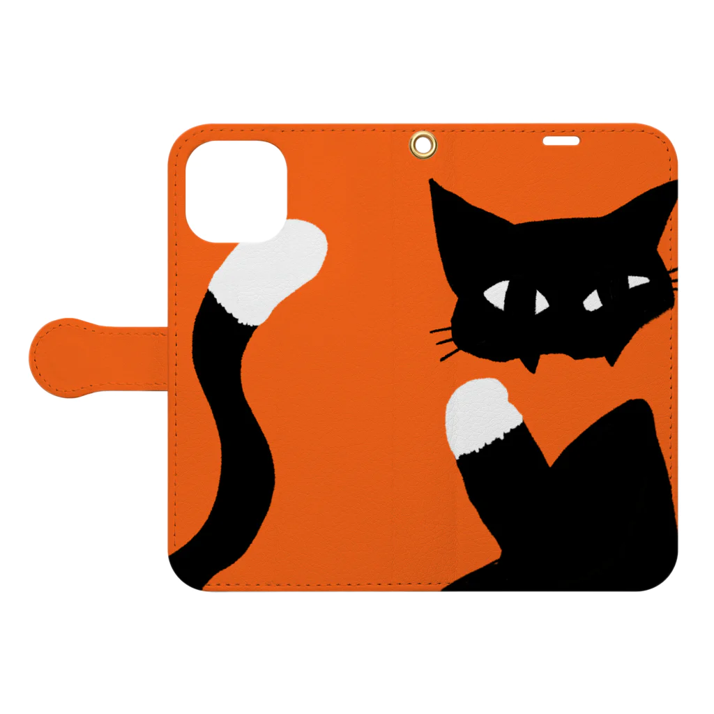 wiCaのストアのかみかみする黒猫スマホケース Book-Style Smartphone Case:Opened (outside)