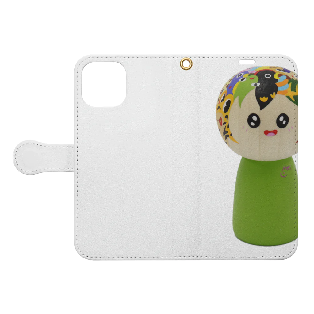 こけしガールズのこけしガールズ　うぐいすちゃん Book-Style Smartphone Case:Opened (outside)