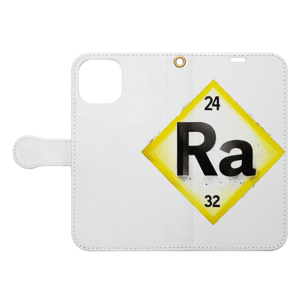 science closet（科学×ファッション）の元素シリーズ　~ラジウム Ra~ Book-Style Smartphone Case:Opened (outside)