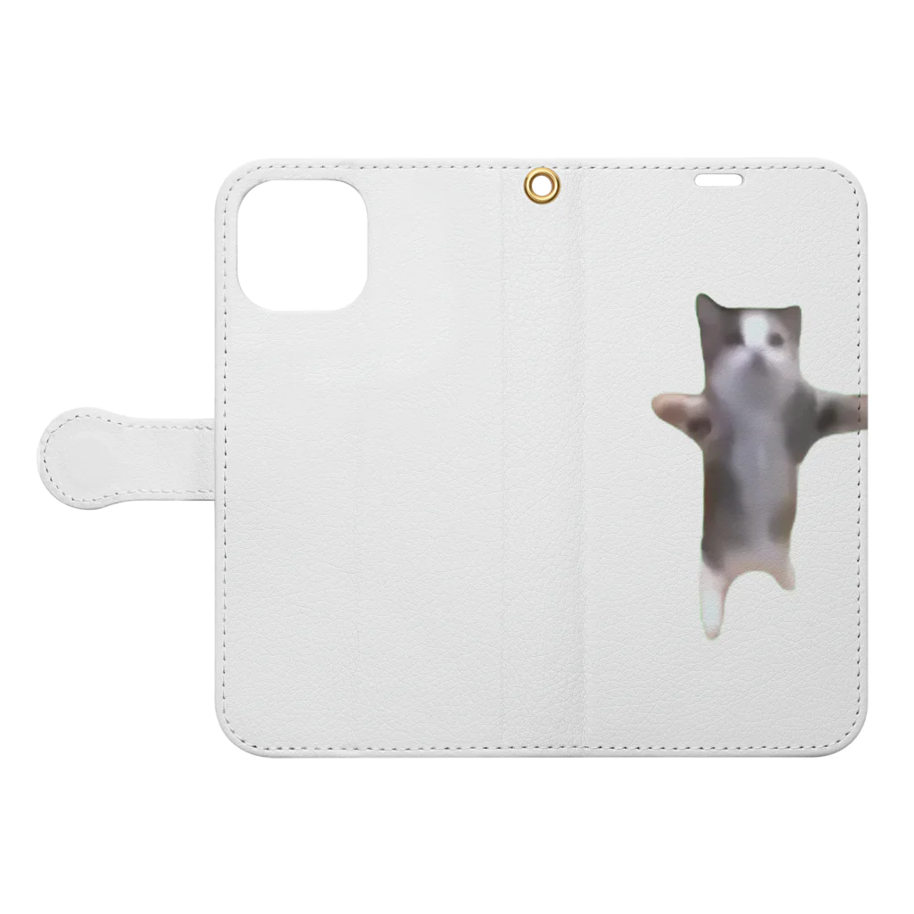 猫ミームグッズの【猫ミーム】Happy Happy Cat Book-Style Smartphone Case:Opened (outside)