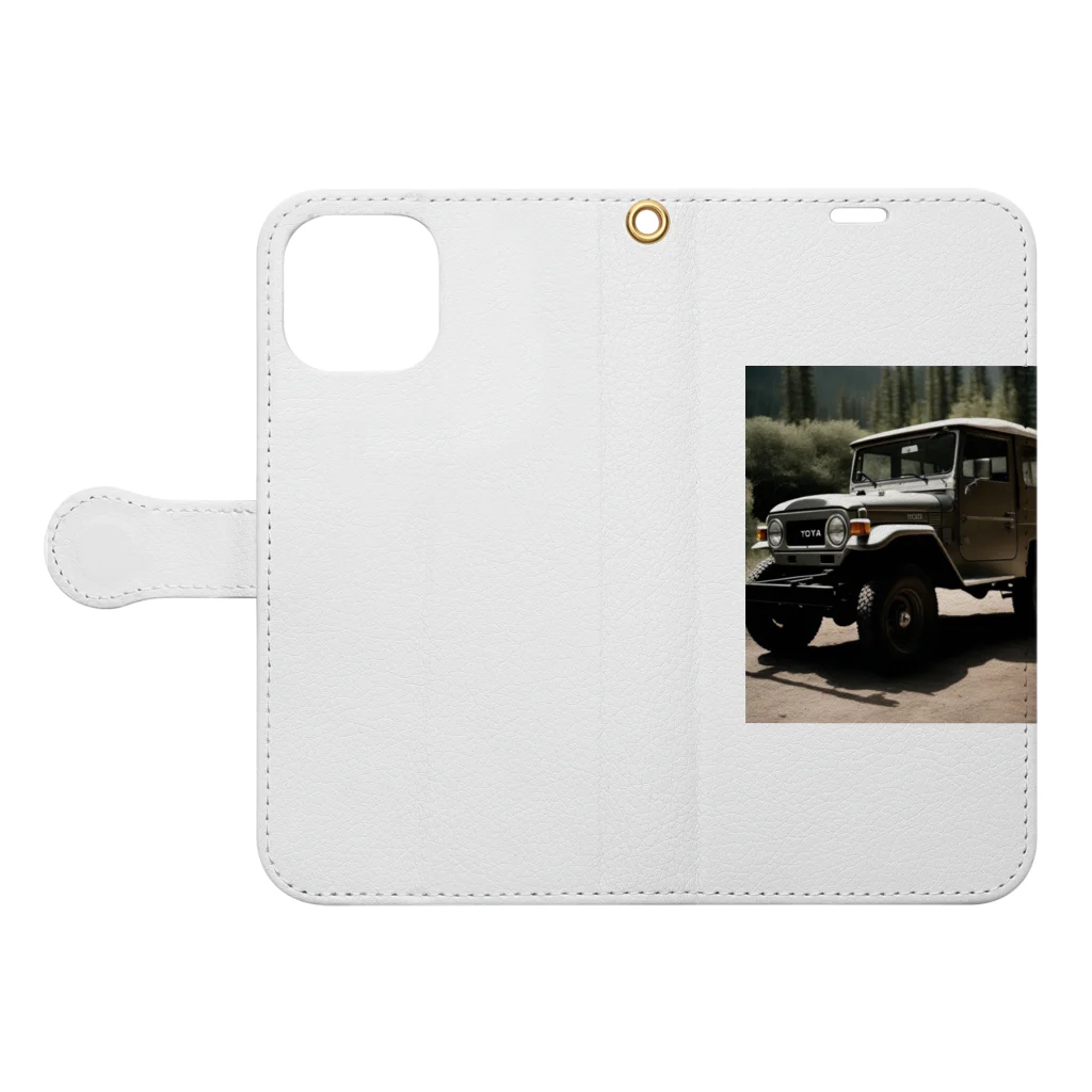 Vintage MotorVehicleのトヨタ・ランドクルーザー Book-Style Smartphone Case:Opened (outside)