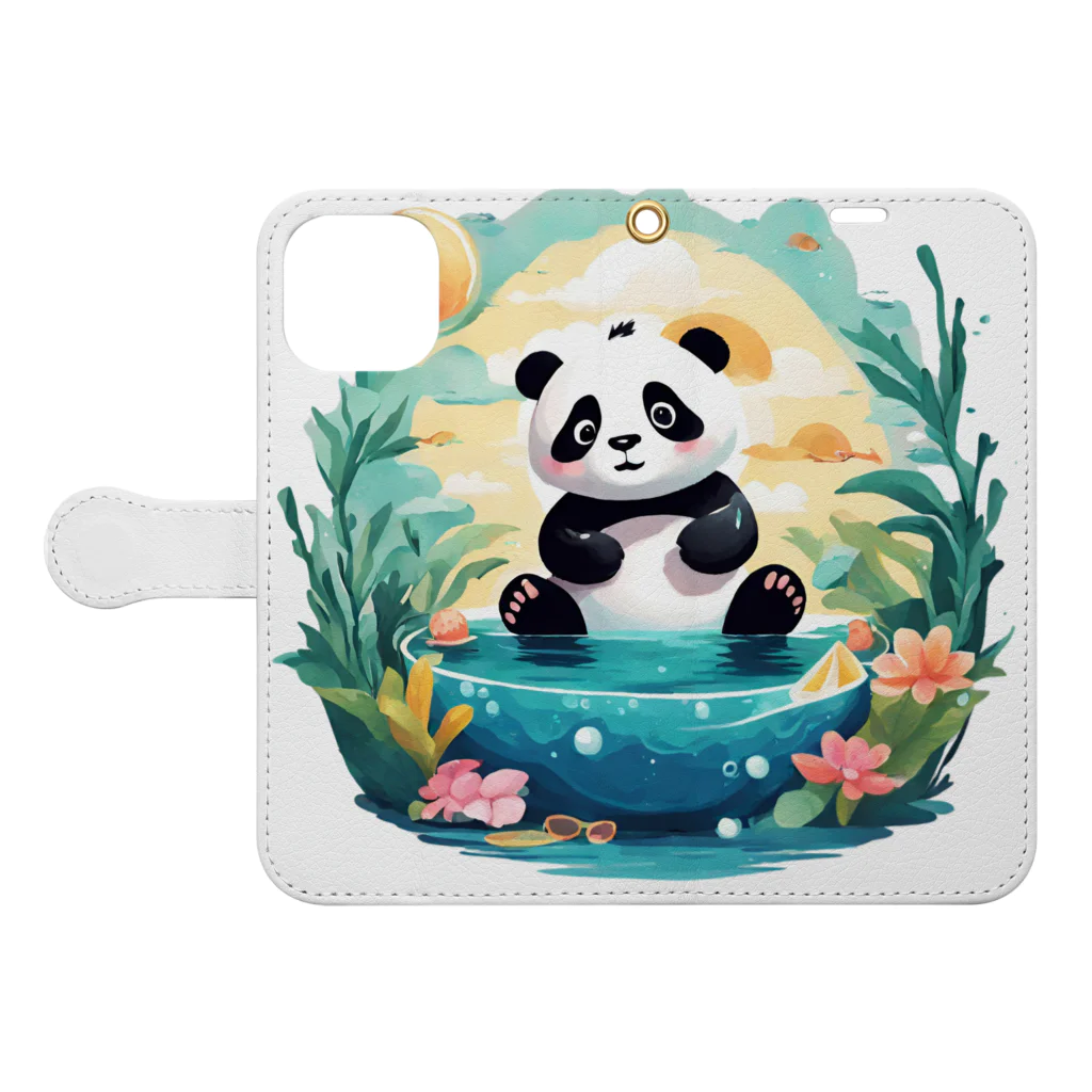 waterpandaの水辺のパンダ Book-Style Smartphone Case:Opened (outside)