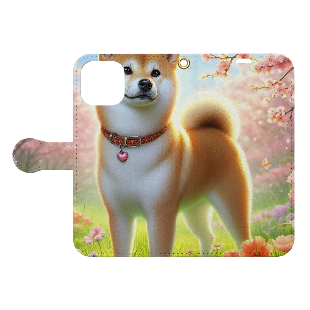 ANTARESの春の柴犬の冒険 Book-Style Smartphone Case:Opened (outside)