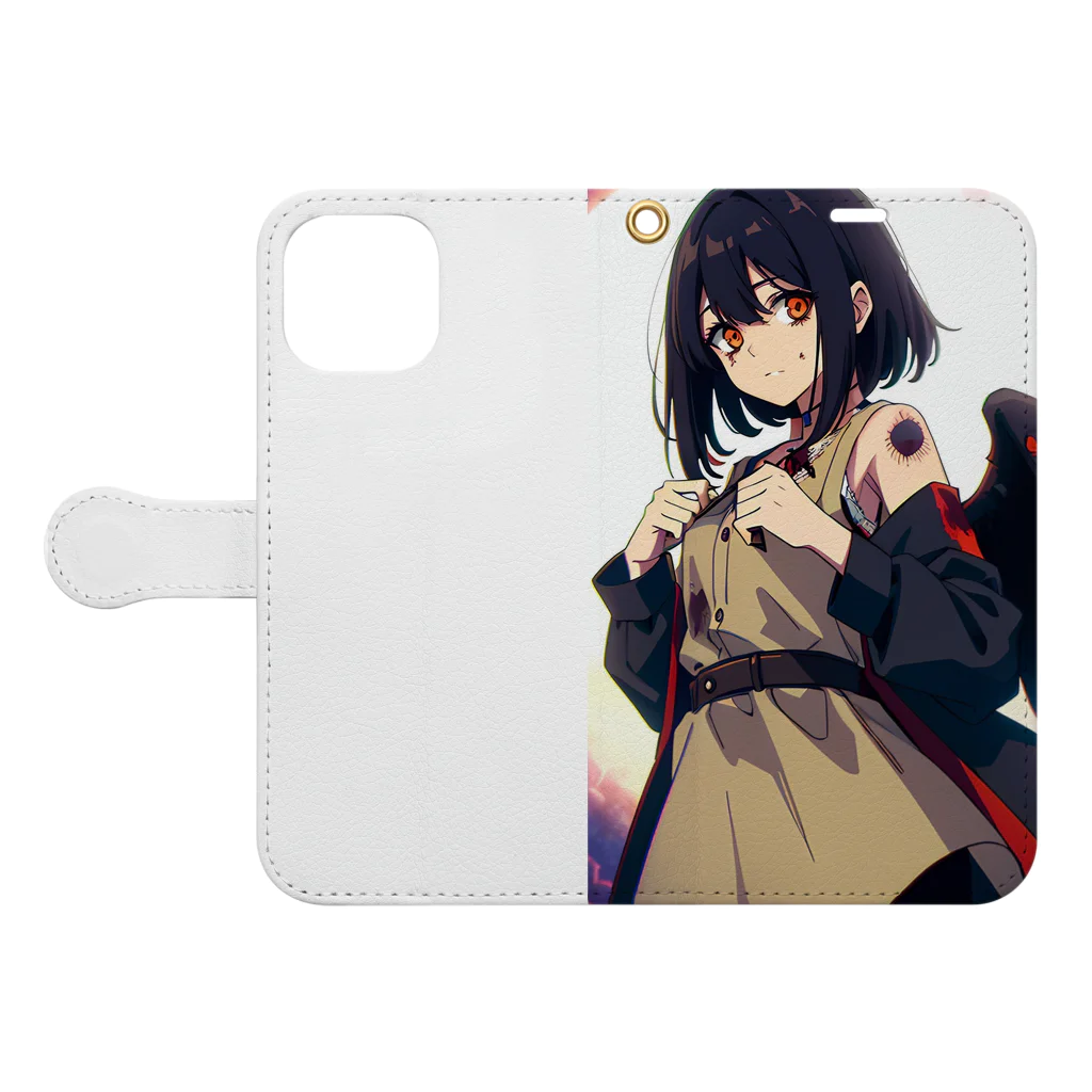 ほっこりアニメマートのゾンビィ～9 Book-Style Smartphone Case:Opened (outside)