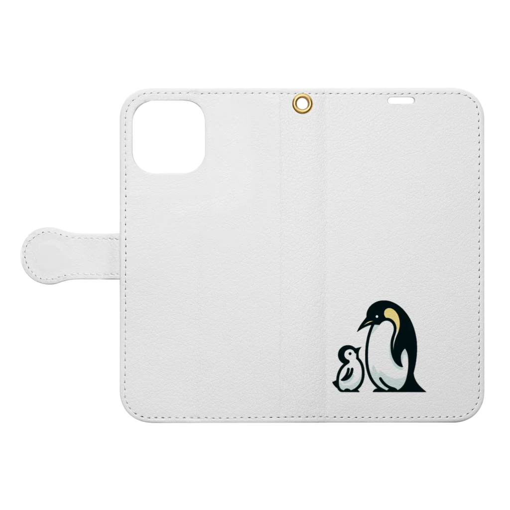 もふもふの森のペンギンのおやこ Book-Style Smartphone Case:Opened (outside)