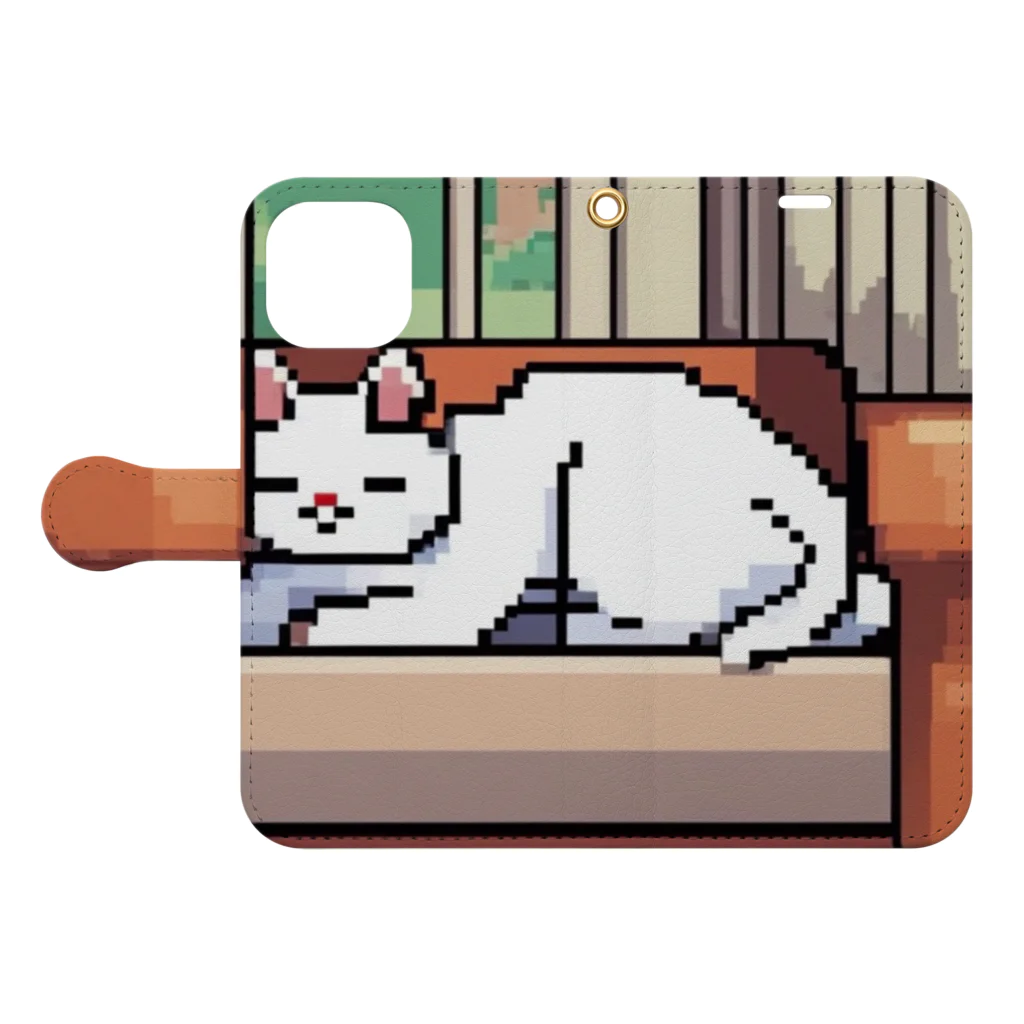 ネコナデール・ニャンコスキーのくつろぐ猫 Book-Style Smartphone Case:Opened (outside)