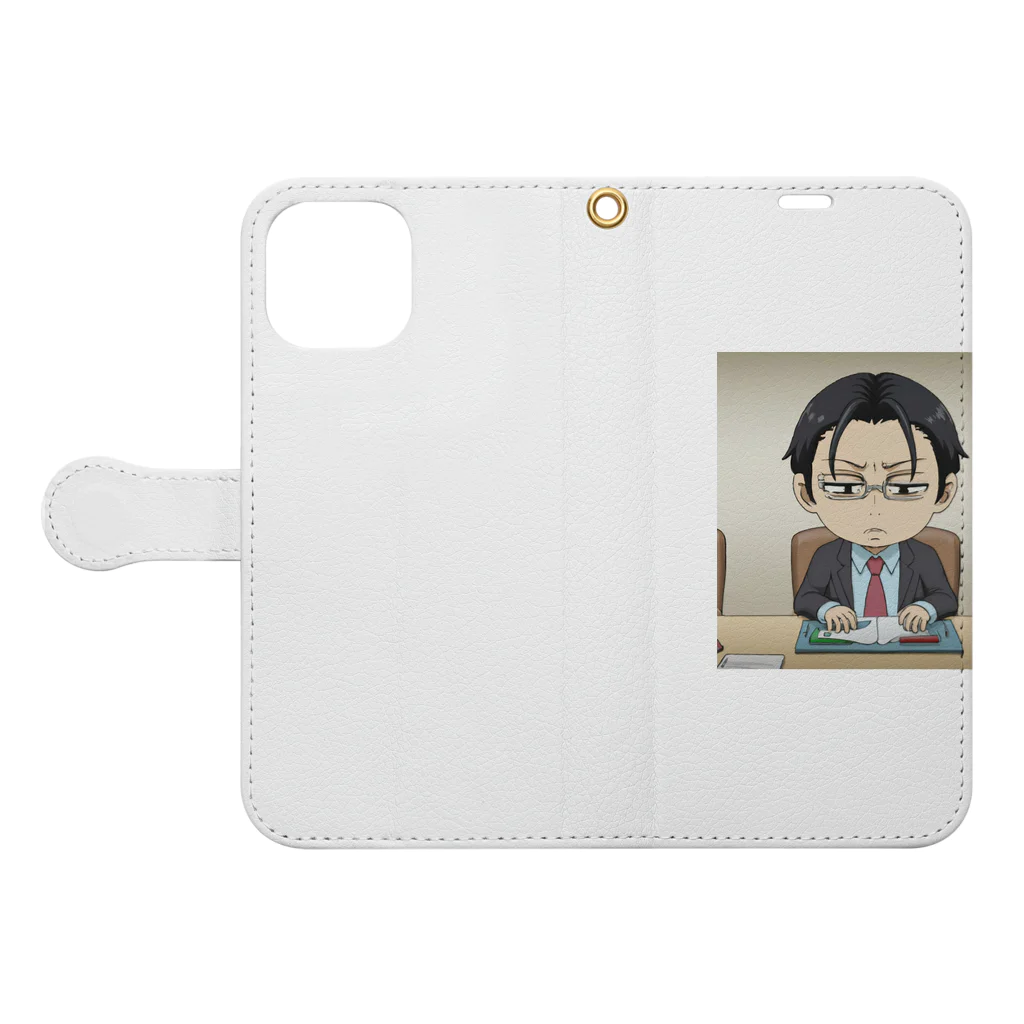 なお（ｻﾗﾘｰﾏﾝ）＠AI使って情報発信中のカンペ確認中＠サラリーマン Book-Style Smartphone Case:Opened (outside)