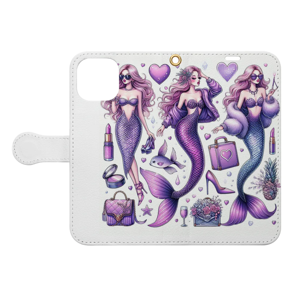 run-mermaidのセクシーマーメイド Book-Style Smartphone Case:Opened (outside)