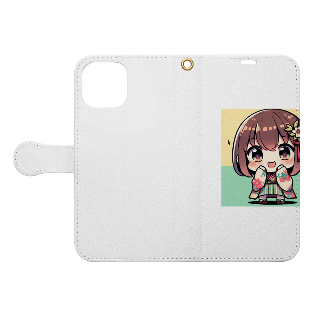 takecooの和服女子 Book-Style Smartphone Case:Opened (outside)