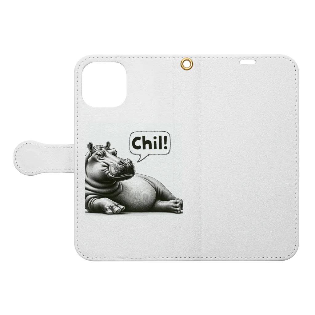 momoRockのデッサンタッチ カバ(Chil) Book-Style Smartphone Case:Opened (outside)