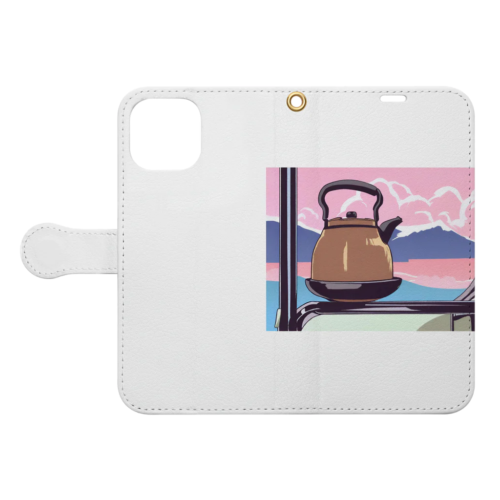 SORATOBI_YAKANの車窓とヤカン Book-Style Smartphone Case:Opened (outside)