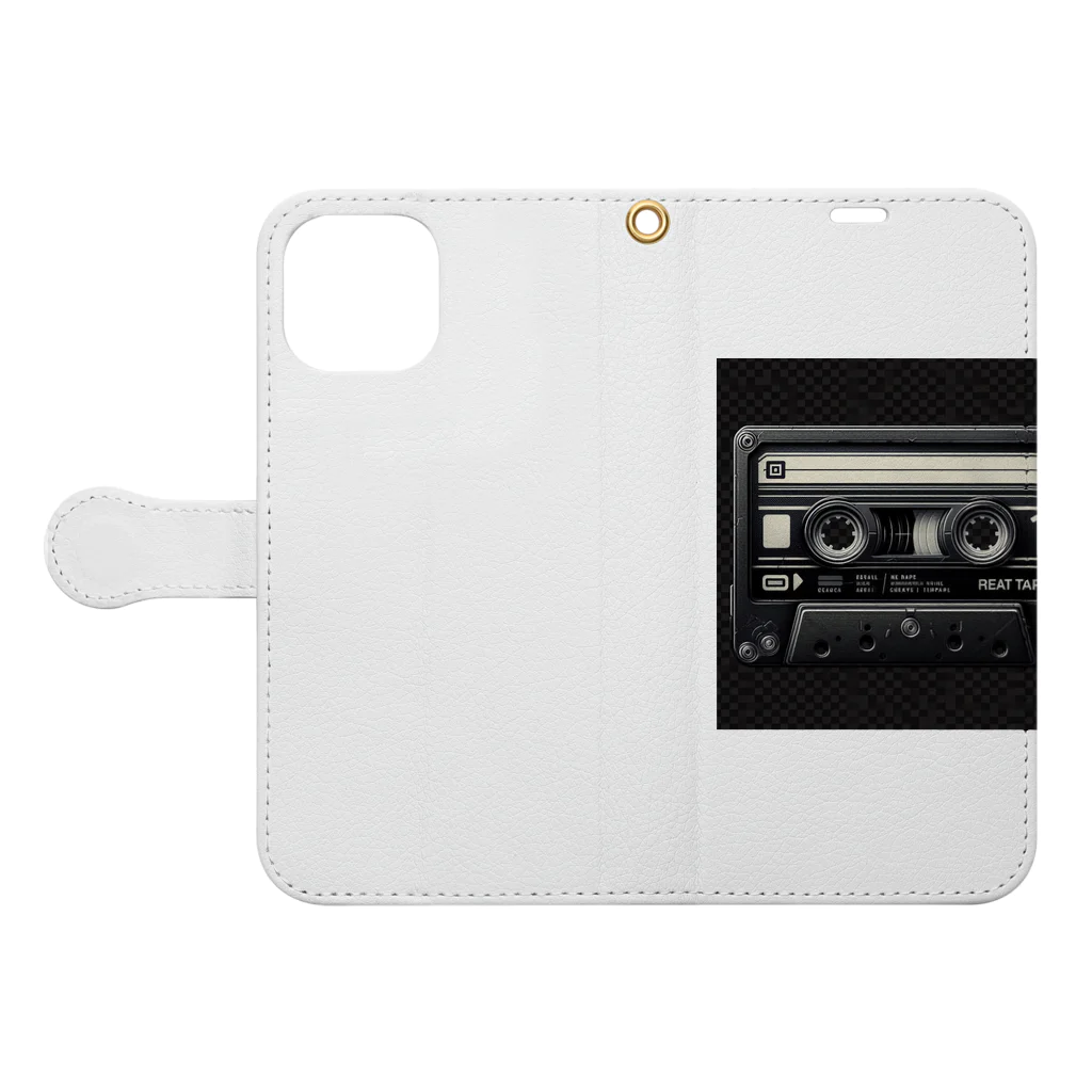 azul-KのカセットテープBLACK Book-Style Smartphone Case:Opened (outside)