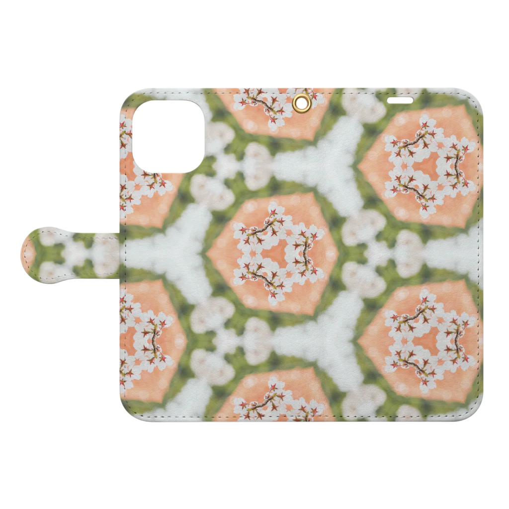 花と万華鏡の#02さくら Book-Style Smartphone Case:Opened (outside)