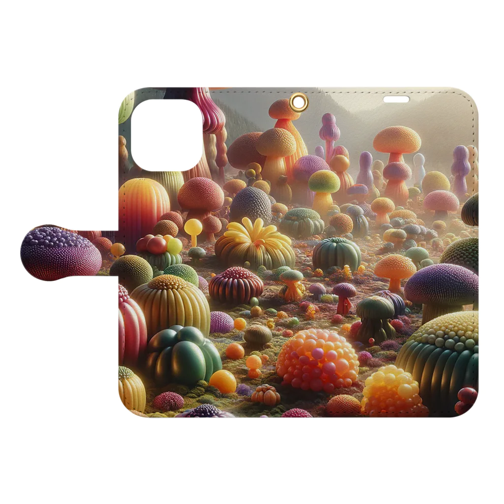 LOVE MUSHROOMのキノコワンダーランド Book-Style Smartphone Case:Opened (outside)