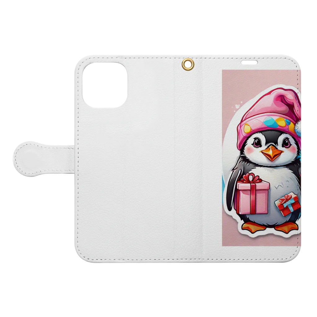 dorakiti0712のペンギンの子（ペン子） Book-Style Smartphone Case:Opened (outside)