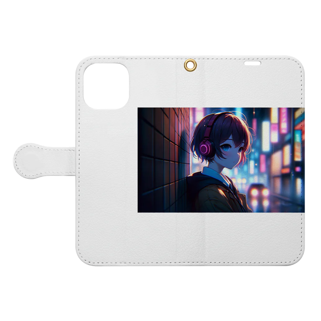 TOKYO_MELANCHOLIC_REVERIEのミア Book-Style Smartphone Case:Opened (outside)