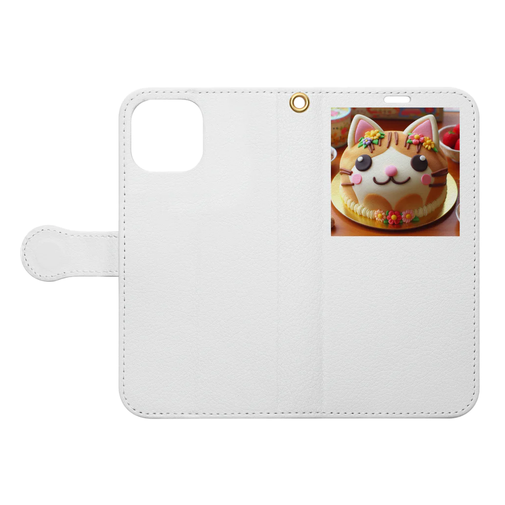 neko_shopのねこケーキ２ Book-Style Smartphone Case:Opened (outside)