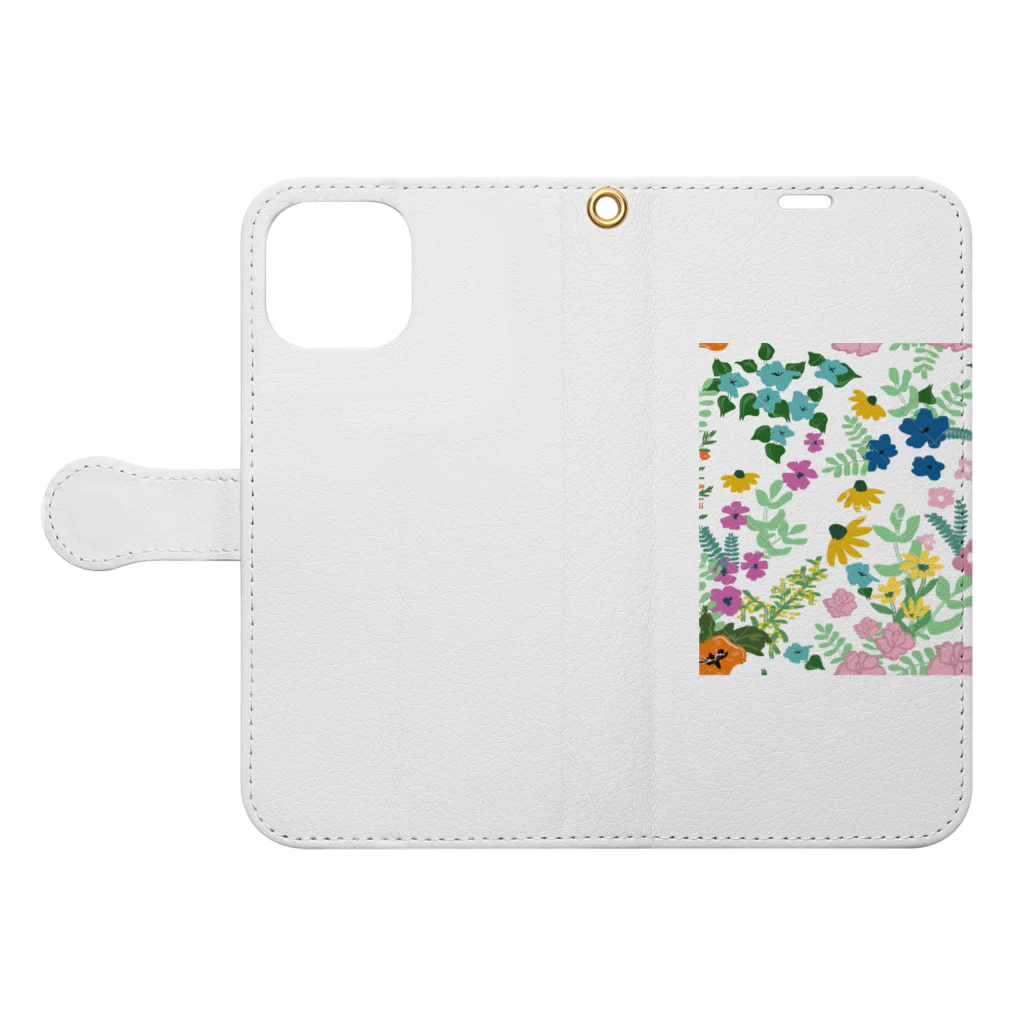 Happy Shopの爽やか花柄 Book-Style Smartphone Case:Opened (outside)