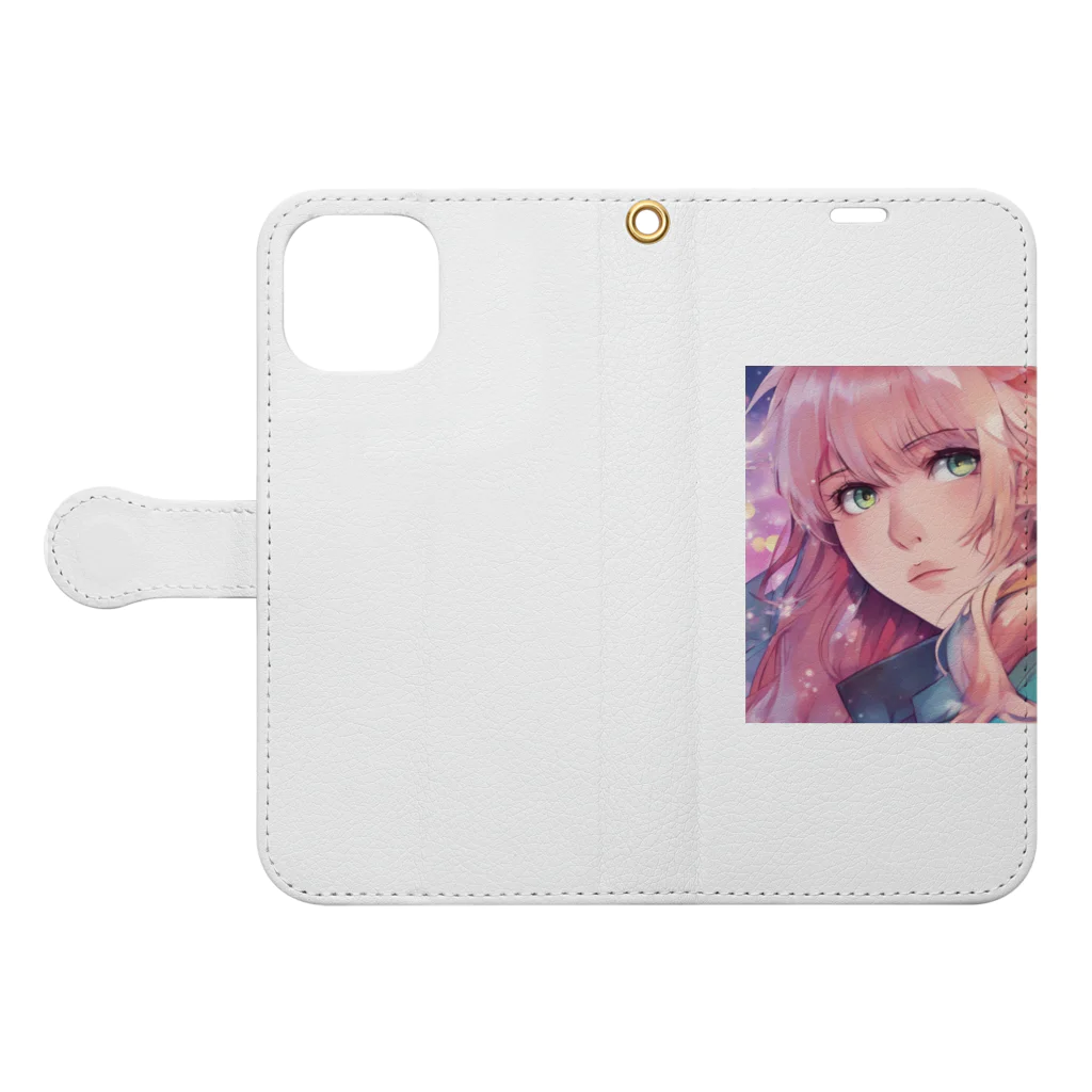 Kyon_IllustItemShopのアーティストのアンニュイ美人 Book-Style Smartphone Case:Opened (outside)