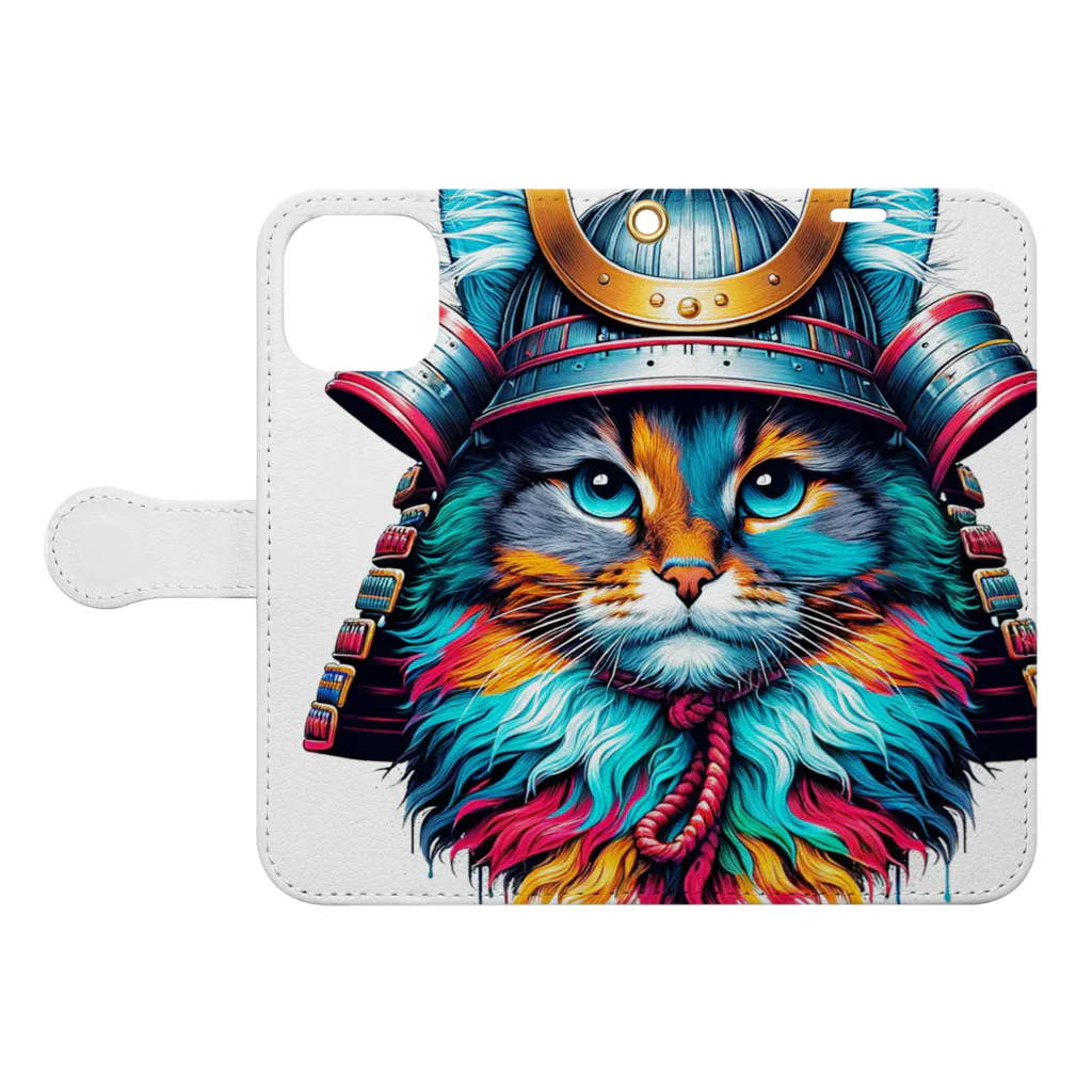 猫武者(NekoMusya)の猫武者 参上！ Book-Style Smartphone Case:Opened (outside)