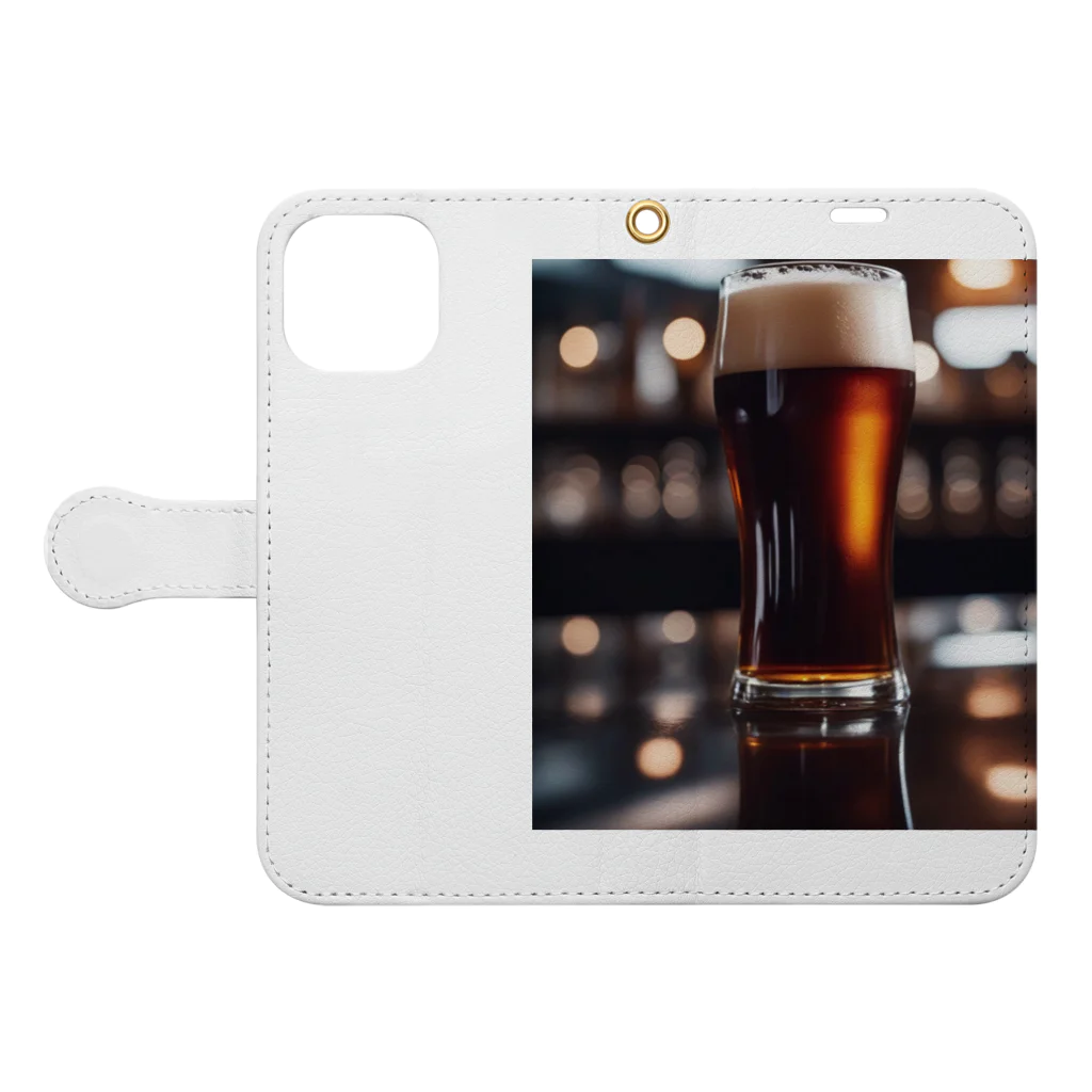 mari0909のこの黒ビールがおすすめ！ Book-Style Smartphone Case:Opened (outside)