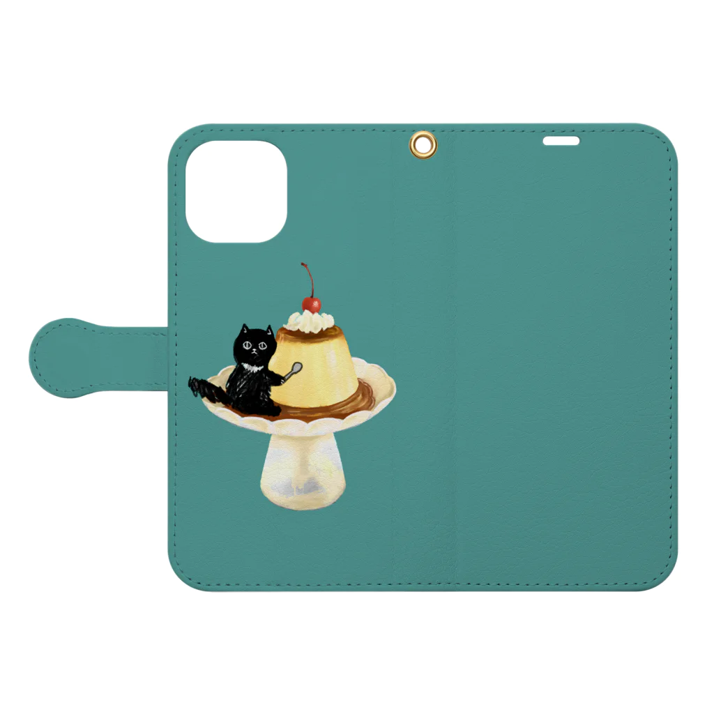 pudding lover catのpudding lover cat タンゴ (レトロプリン) Book-Style Smartphone Case:Opened (outside)