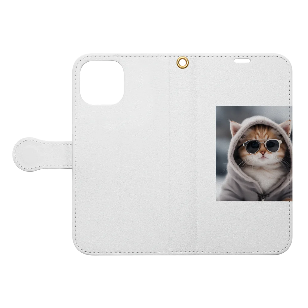 gurasan_nekoのグラサン猫7 Book-Style Smartphone Case:Opened (outside)