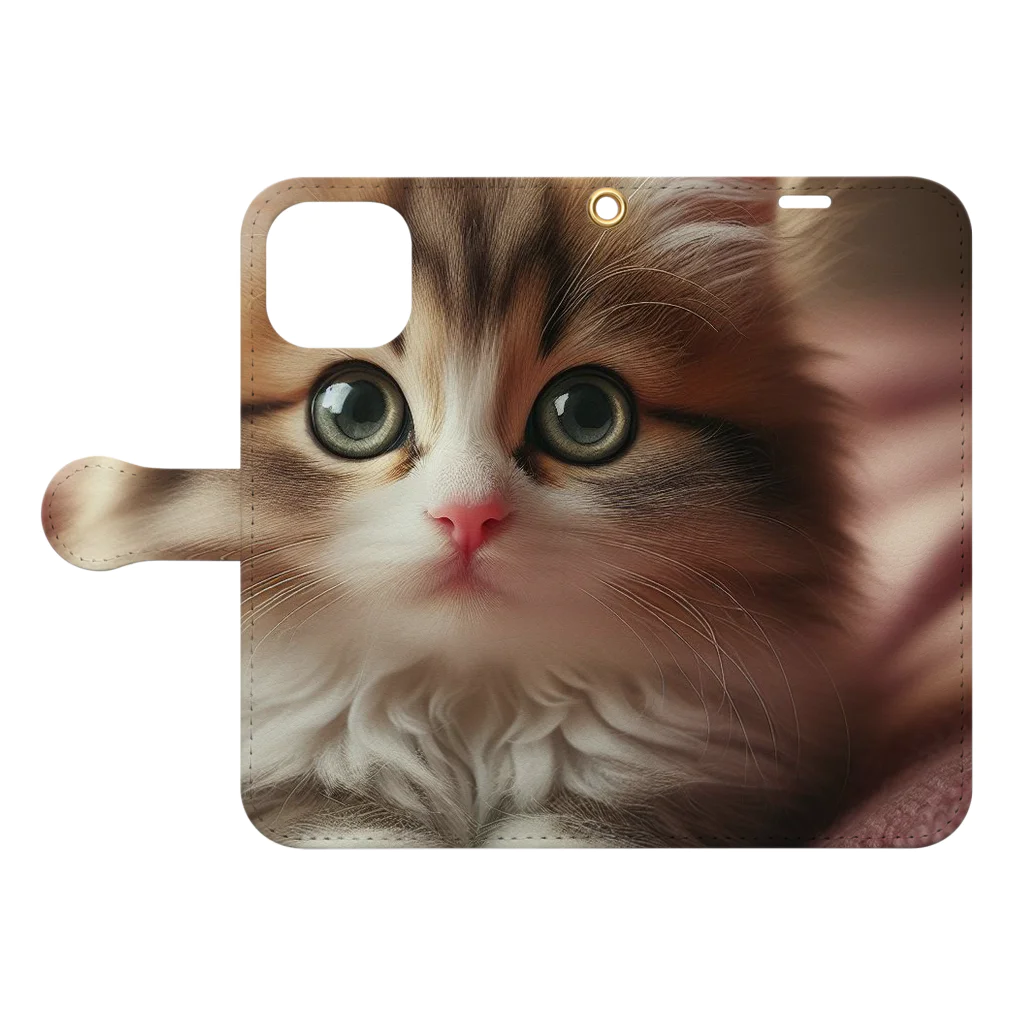 hakutaka289の可愛い猫（数量限定） 手帳型スマホケースを開いた場合(外側)