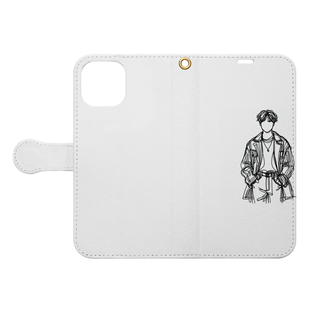 Schiele_sarieriの線画の人 Book-Style Smartphone Case:Opened (outside)