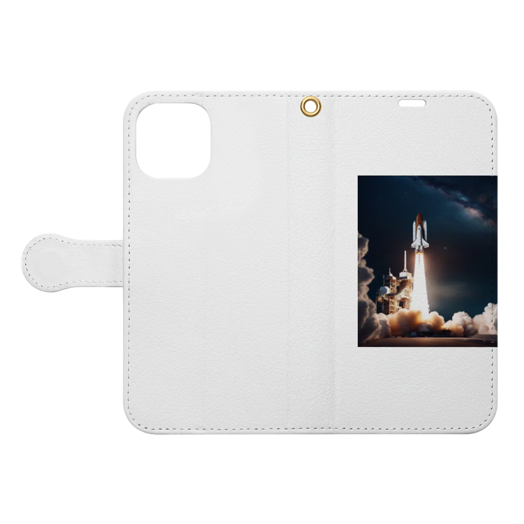 riko1214の宇宙へ発進 Book-Style Smartphone Case:Opened (outside)