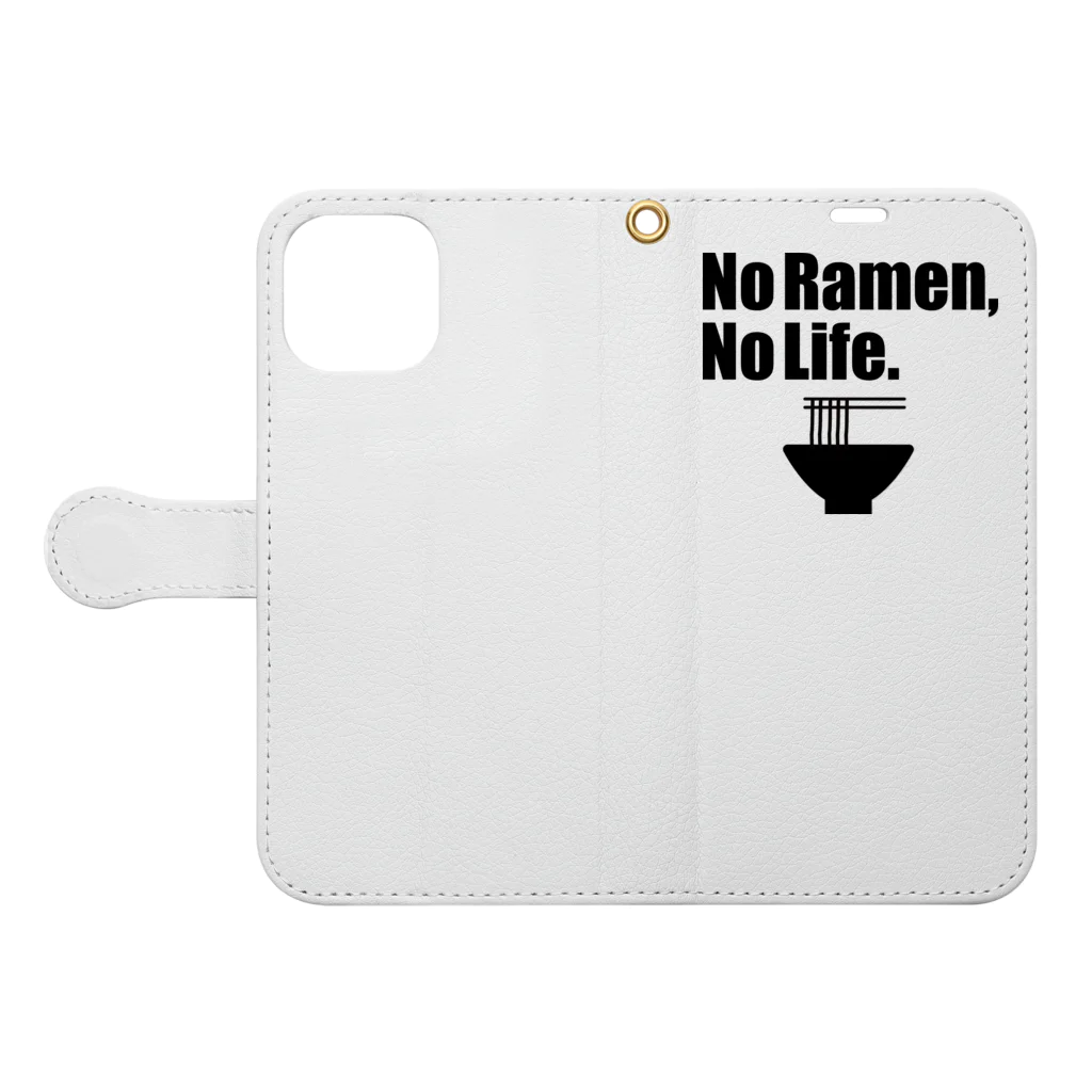 ラ道のNo Ramen, No Life. 手帳型スマホケースを開いた場合(外側)