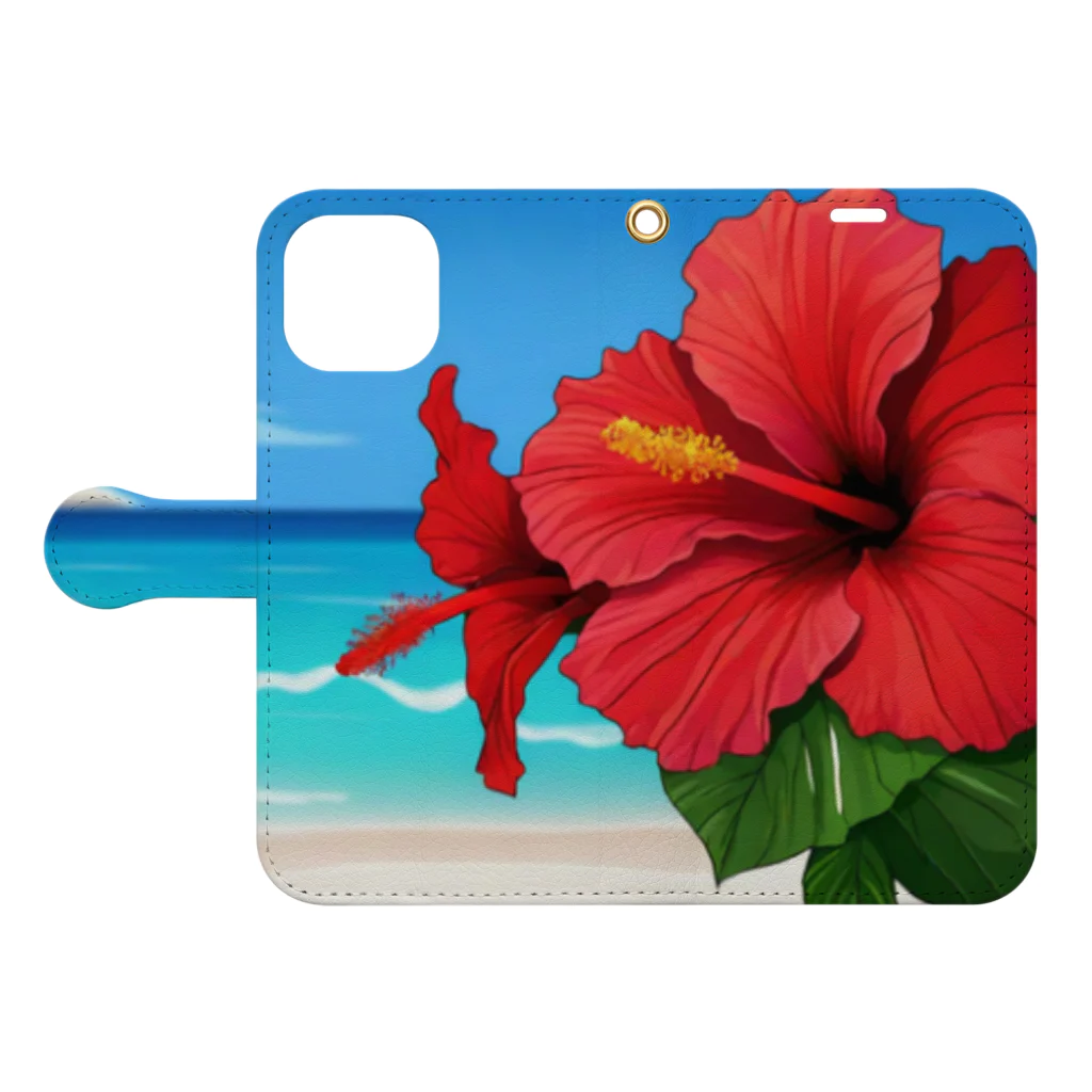 kaiminsapoのハイビスカス　リゾート　🌺　🏝️ Book-Style Smartphone Case:Opened (outside)