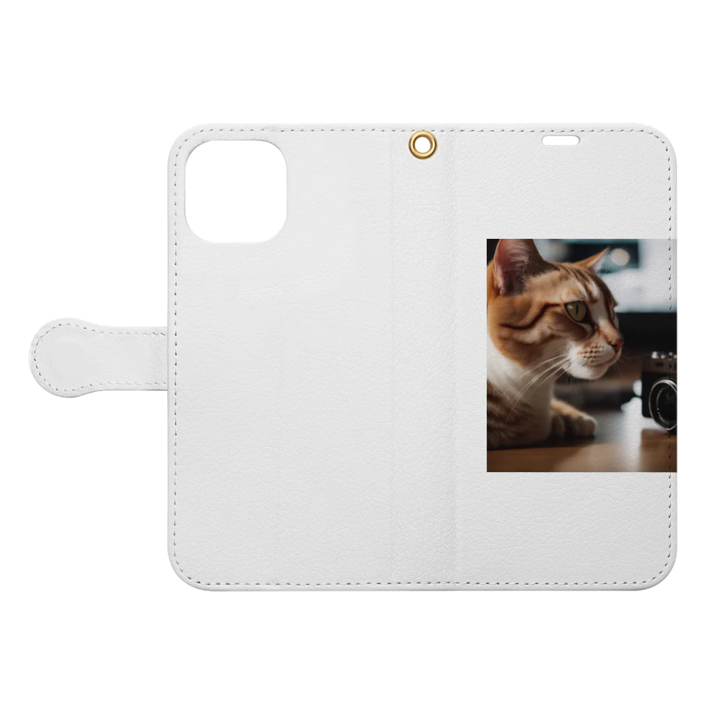 yura6200の猫ちゃん　v8 Book-Style Smartphone Case:Opened (outside)