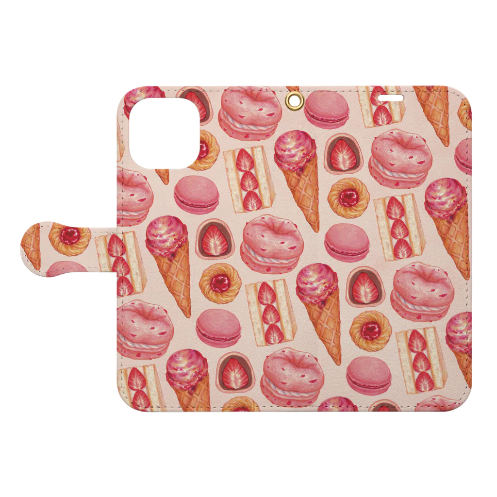 Orange shopのいちごスイーツ Book-Style Smartphone Case:Opened (outside)