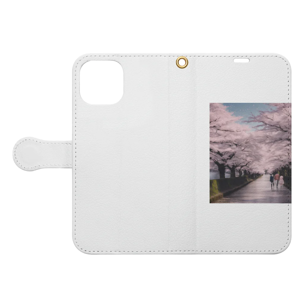 mitsusharkの桜のトンネル Book-Style Smartphone Case:Opened (outside)