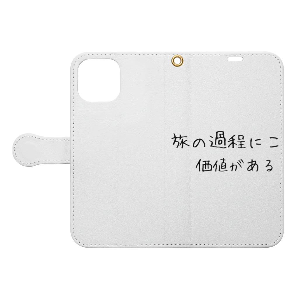 positive_poem05の旅の過程にこそ価値がある Book-Style Smartphone Case:Opened (outside)