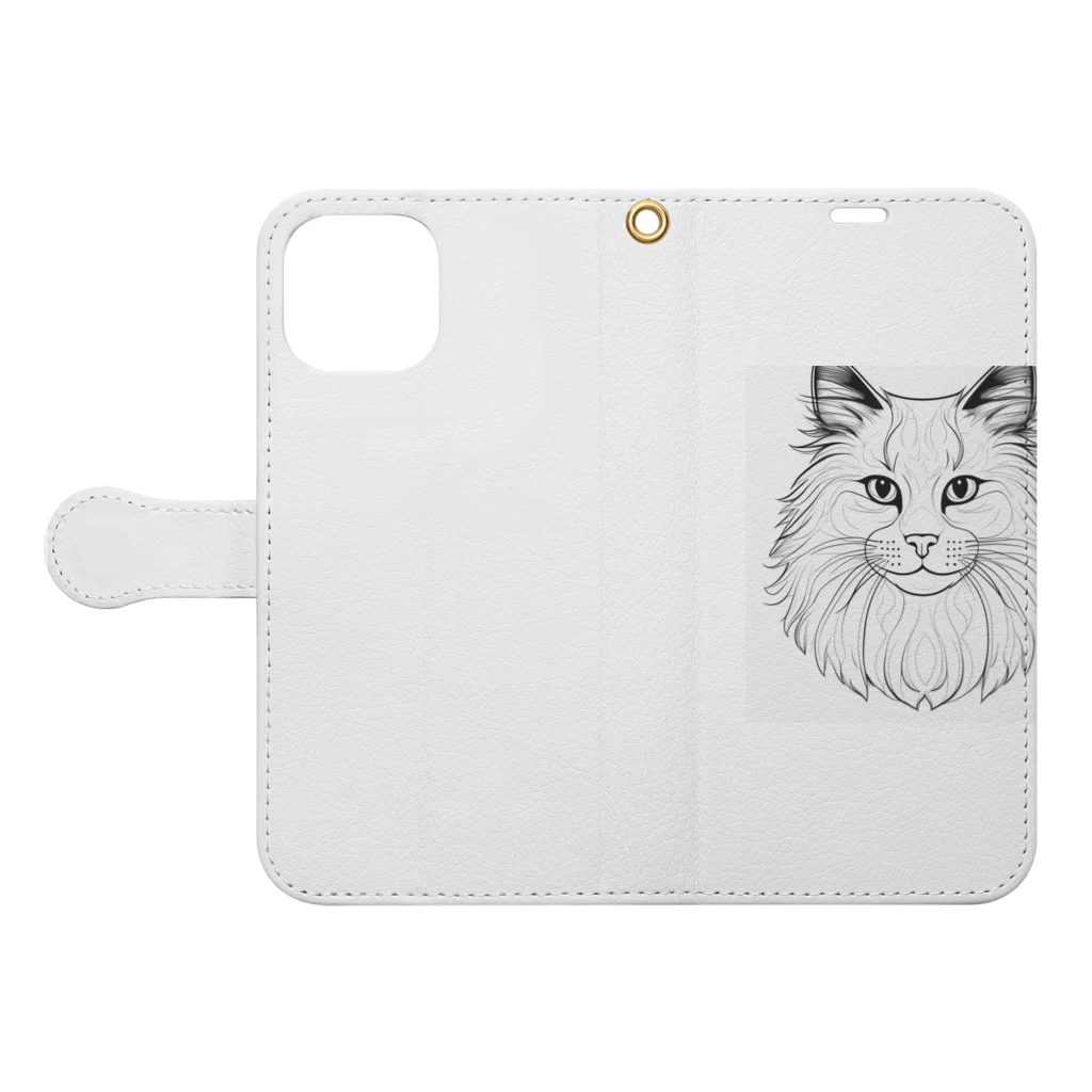 どうぶつやのノルウェージャンフォレストキャット      猫 Book-Style Smartphone Case:Opened (outside)