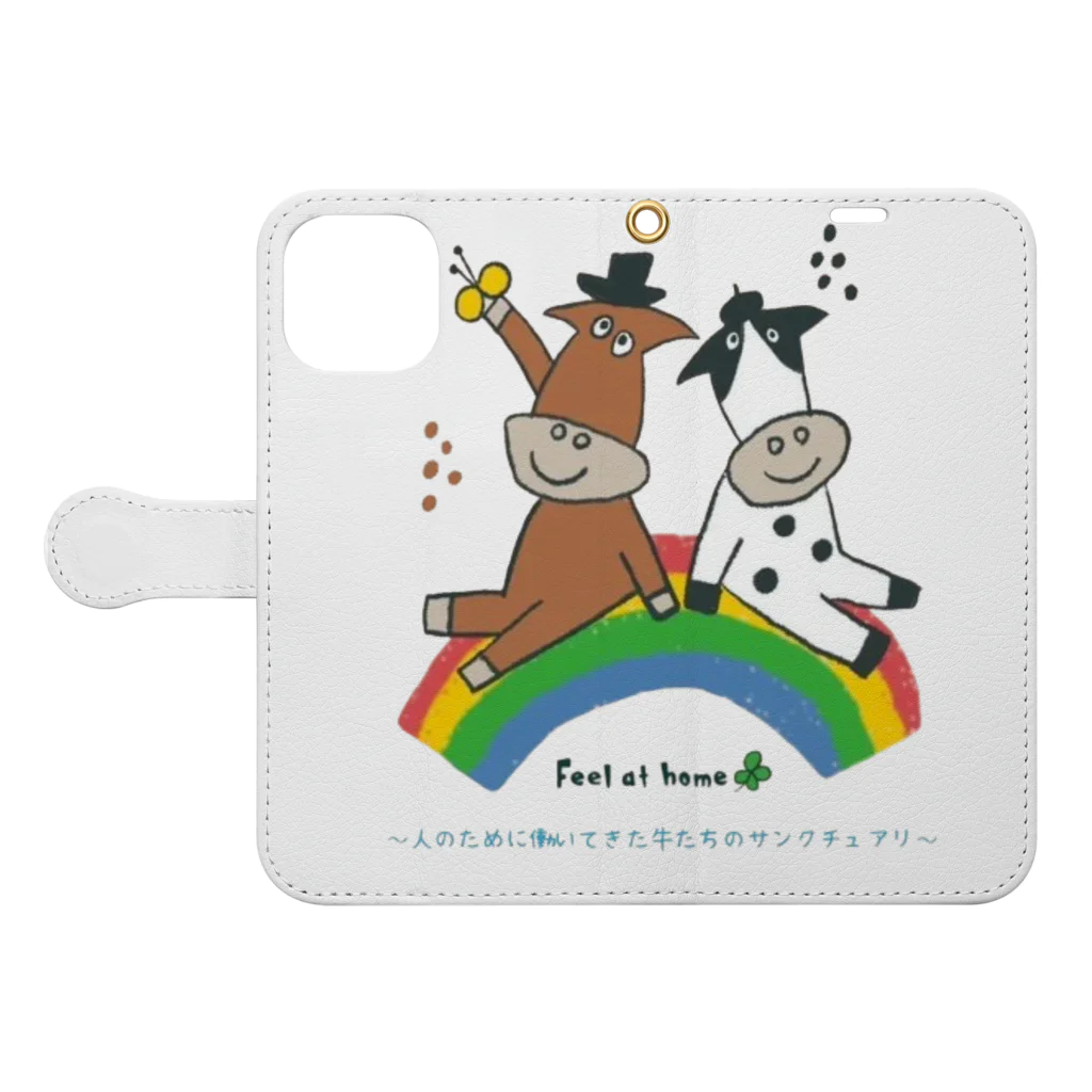 Feel at home🍀のホルちゃんとジャージーちゃん Book-Style Smartphone Case:Opened (outside)