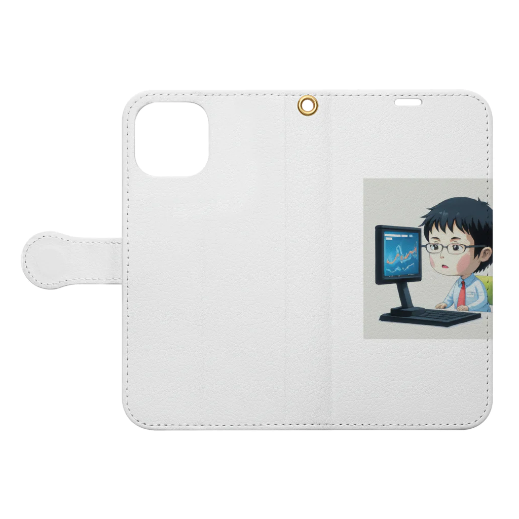 なお（ｻﾗﾘｰﾏﾝ）＠AI使って情報発信中の株価チェック中＠サラリーマン Book-Style Smartphone Case:Opened (outside)