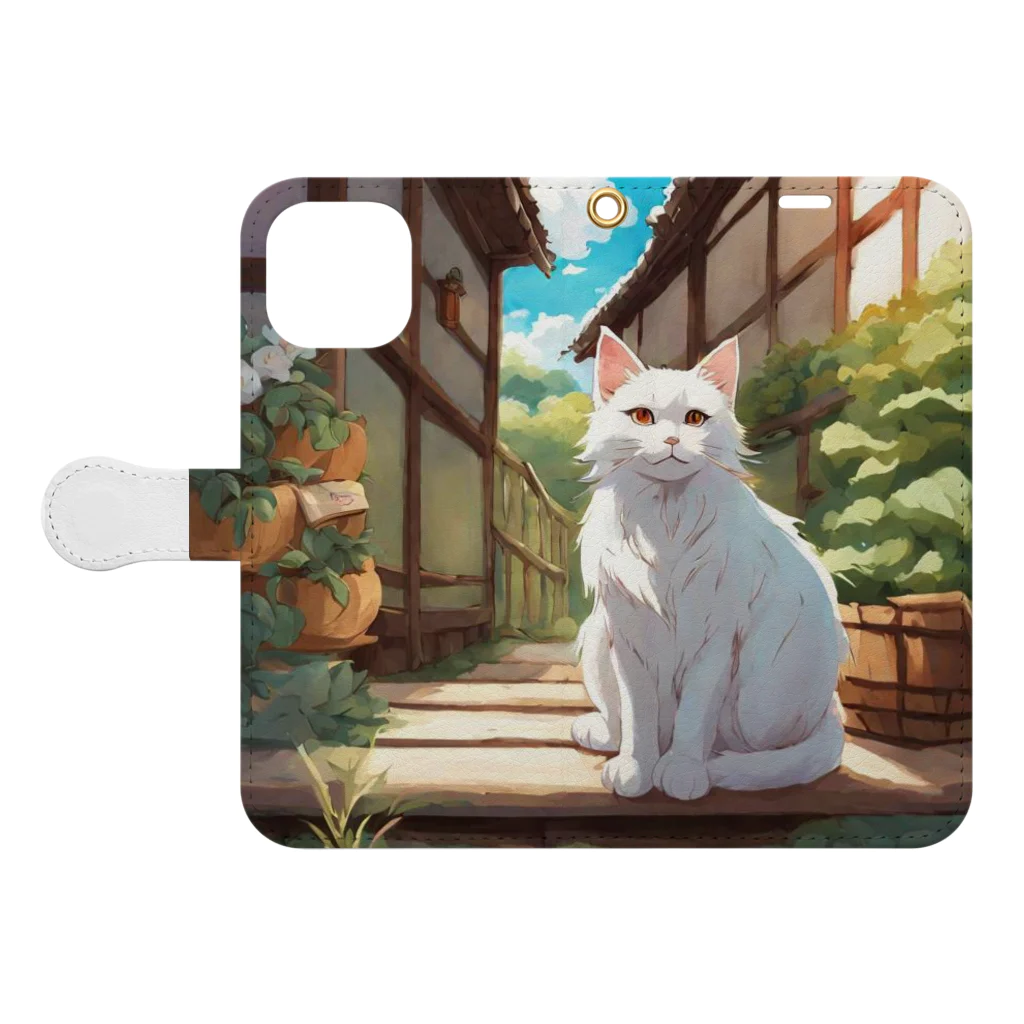 NoranekoShopsの日本のねこ３ 手帳型スマホケースを開いた場合(外側)