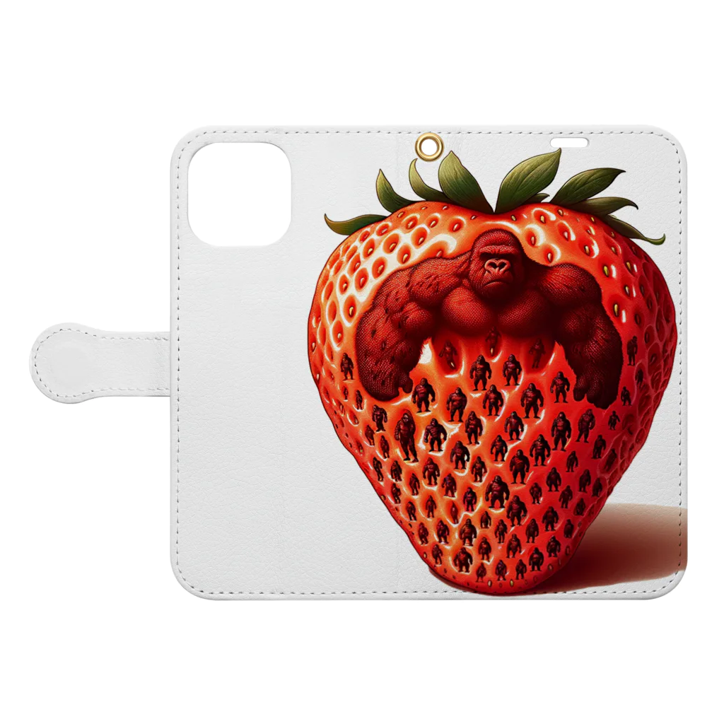 ゴリラショップのThe Mighty Gorilla Strawberry  Book-Style Smartphone Case:Opened (outside)