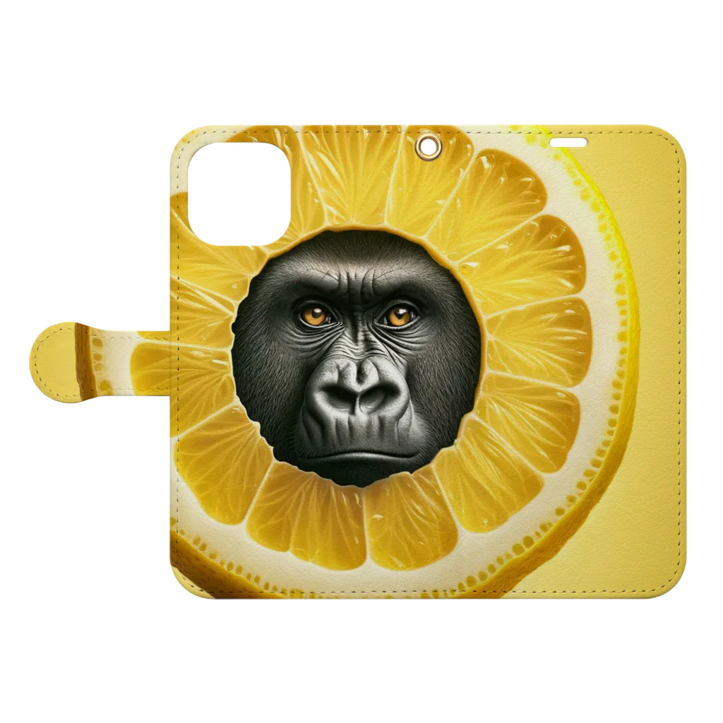 ゴリラショップのThe Mighty Gorilla Lemon  Book-Style Smartphone Case:Opened (outside)