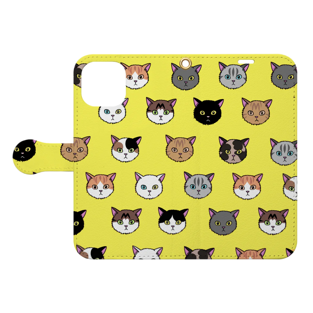 MUGItoMOCOのねこちゃんず（レモン） Book-Style Smartphone Case:Opened (outside)