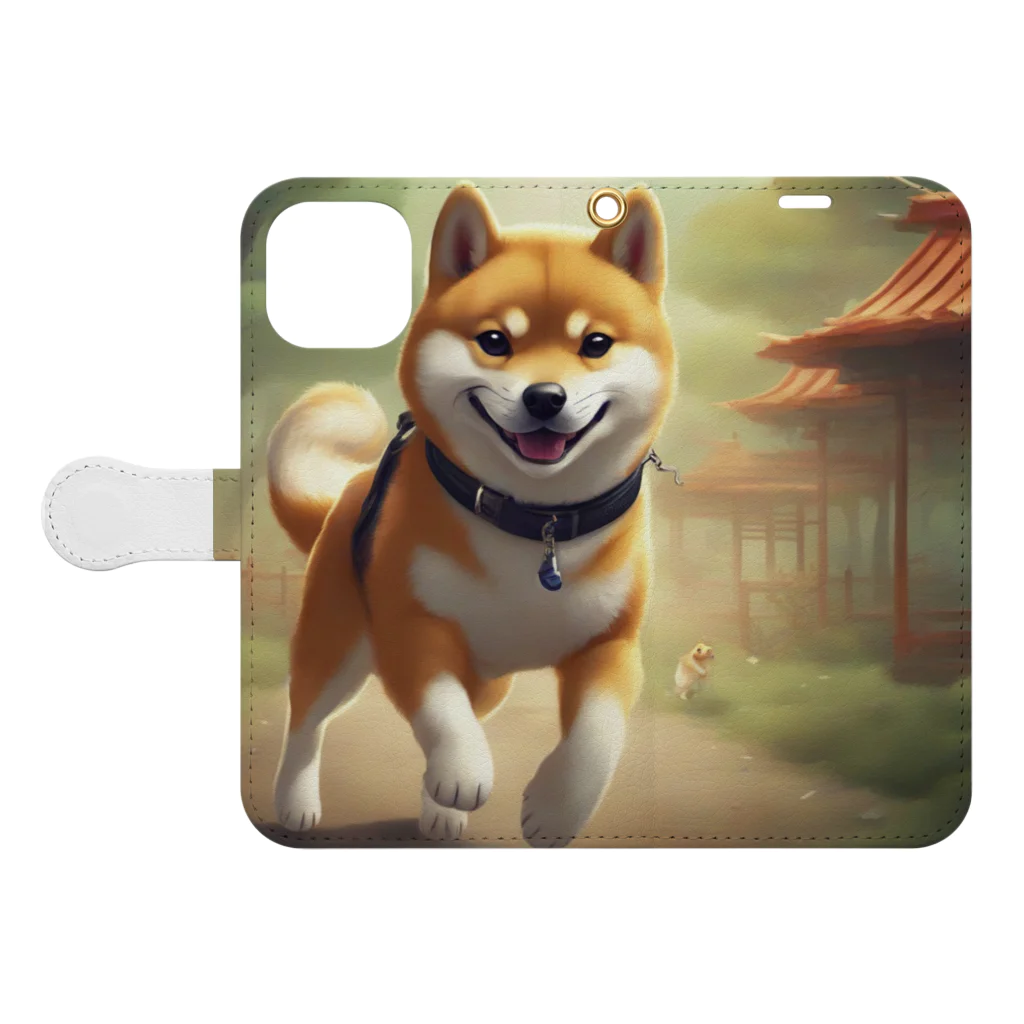 Ricky-Rickyのやんちゃな柴犬 Book-Style Smartphone Case:Opened (outside)